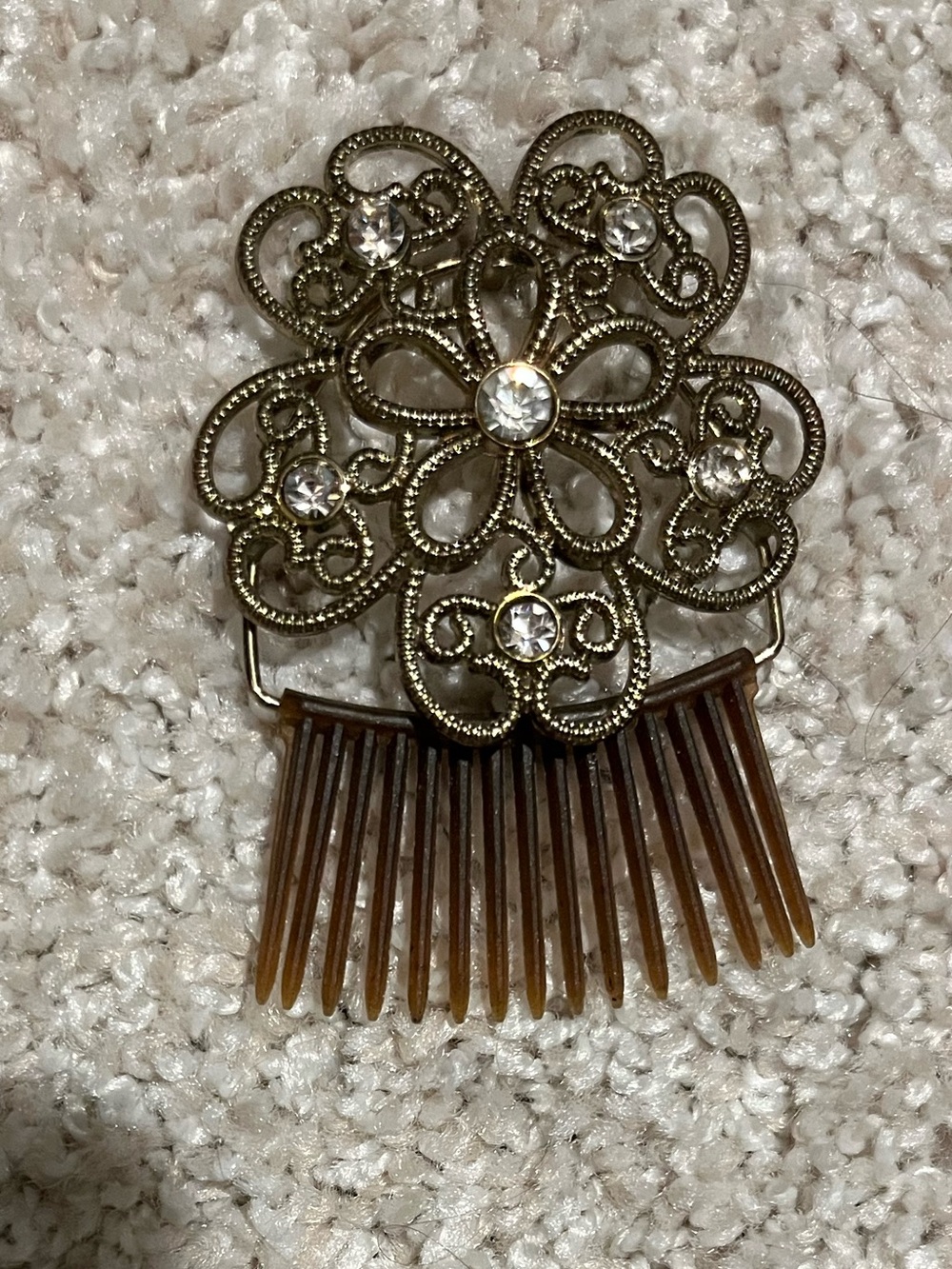 Gold and Rhinestone Comb Hair Accessory - Picture 3 of 3
